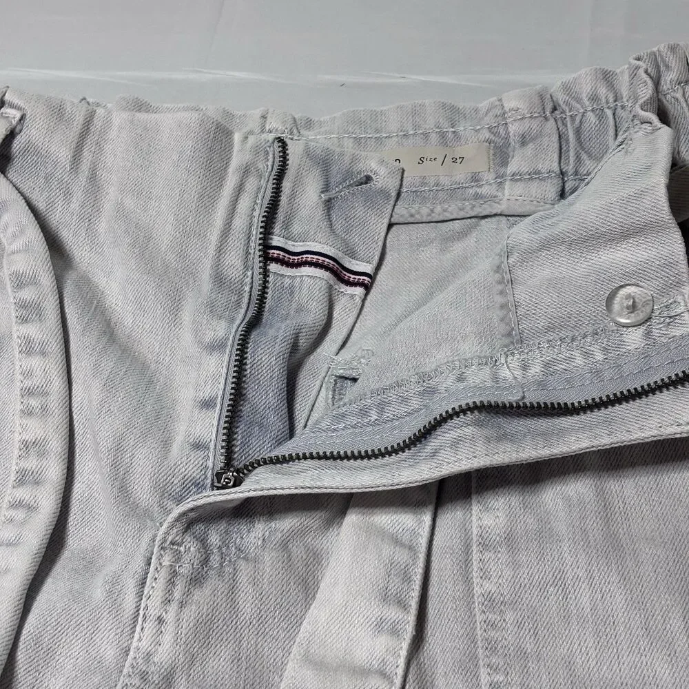 Pilcro Anthropologie Denim Shorts Women Elastic Waist Tie Light Wash Casual 27 - Picture 10 of 13
